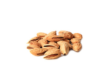 Almonds in shell isolated on white background