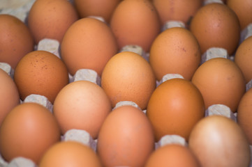 eggs background Close-up Top view Chicken eggs