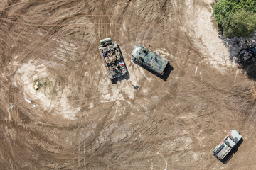 aerial view of the Transporter on the military training ground