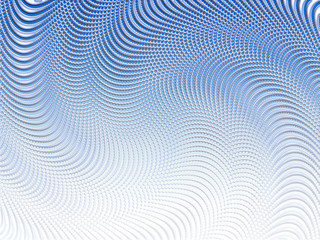 Simple retro halftone gradient pattern in blue and white with waves and swirls