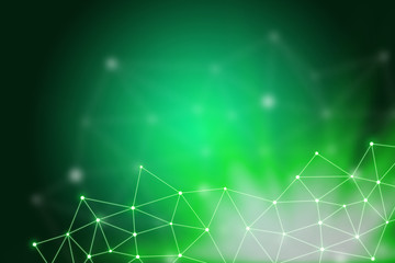 Abstract connected dots on bright green background, Technology abstract background. Technology concept
