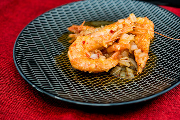 Chinese cuisine shrimp with hot sauce