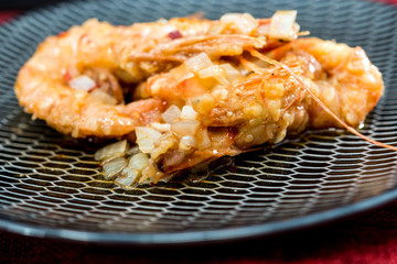 Chinese cuisine shrimp with hot sauce