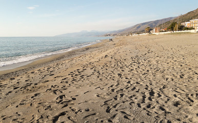 Scenic beach on the thyrrenian coastline in Calabria, Italy