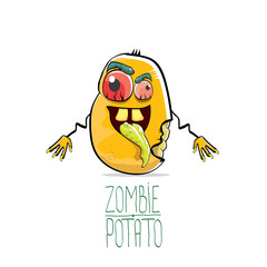 vector funny cartoon cute orange zombie potato character isolated on white background.