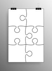 White Puzzle Pieces Jigsaw Vector Background.