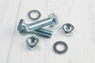 steel metal bolt, washer and nut