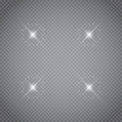 White glowing light burst explosion with transparent. Vector illustration for cool effect decoration with ray sparkles. Bright star. Transparent shine gradient glitter, bright flare. Glare texture.