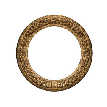 Round antique gold picture frame.