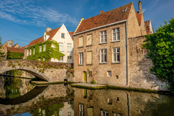 Bruges (Brugge) cityscape with water canal and bridge