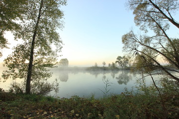 misty sunrise over the river