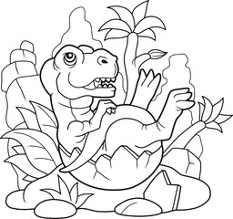 cartoon cute tyrannosaurus coloring book
