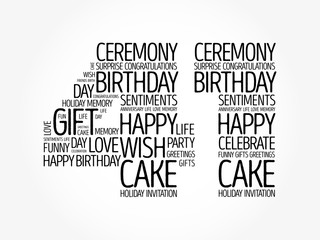 Happy 41st birthday word cloud collage concept