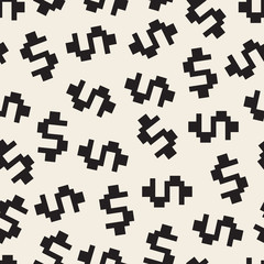 seamless monochrome pixel dollar pattern background