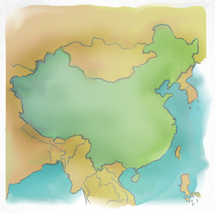Watercolor map of China