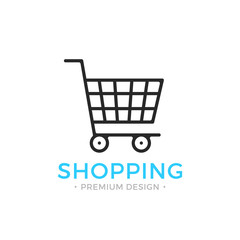 Shopping line icon. Ecommerce, e-commerce concepts. Black vector shopping cart icon