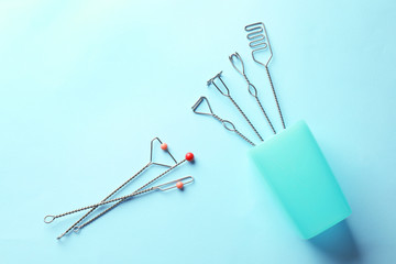 Set of logopedic probes for speech correction on color background