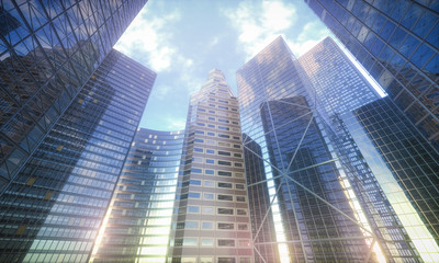 Fototapeta na wymiar Conceptual image of buildings, perspective futuristic vision.