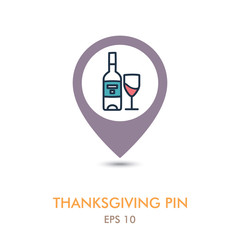 Bottle of wine and glass mapping pin icon
