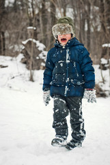 the guys are playing in the snow in the winter