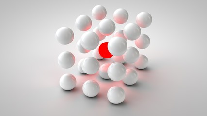 white 3d ball and one red