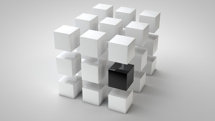 white cubes and one black cube