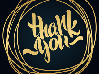 Thank you lettering.  Modern golden calligraphy. Hand written Thank you poster.