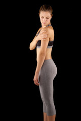 Naklejka premium Acute pain in a woman shoulder.