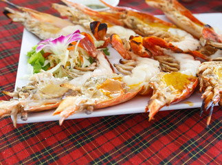 Grilled Giant River Prawn.