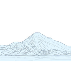 Mount Fuji isolated drawing. Stock vector illustration.