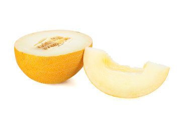 sliced melon isolated on white background