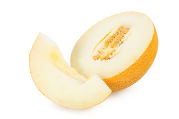 sliced melon isolated on white background