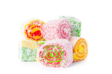 Tasty Turkish delight isolated on white