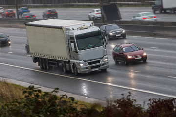 Lorry in motion