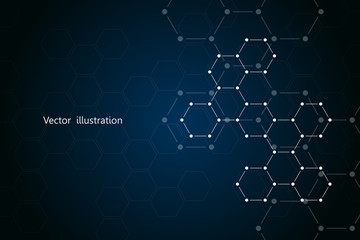 Abstract hexagonal molecule background, genetic and chemical compounds, scientific or technological concept vector illustration