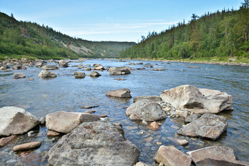 Fototapeta na wymiar Summer landscape, northern river.