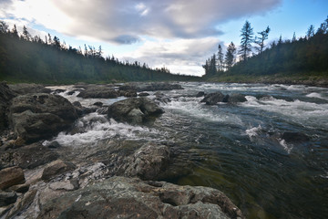 The mountain river Haramatalow in the Polar Urals.