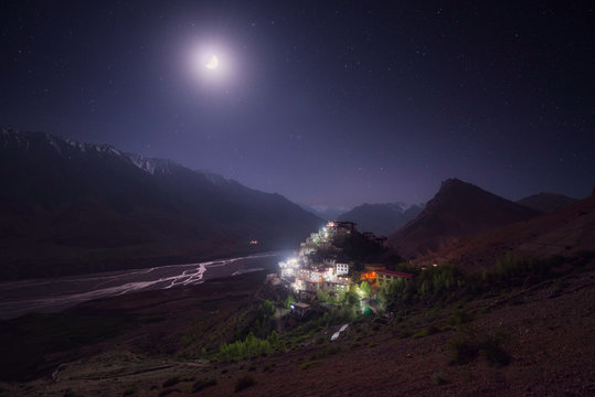 Tibetan Monastery at night