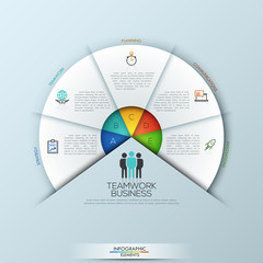 Rounded infographic design layout with 5 sectoral elements connected