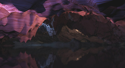 Fototapeta na wymiar cave, underground lake, 3D rendering 