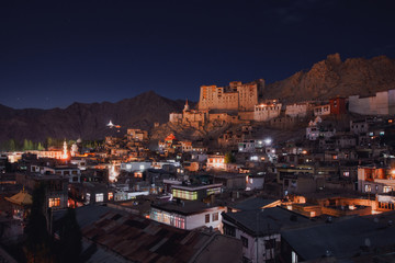 Tibetan village at night