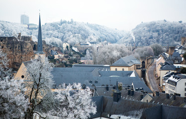 Fototapeta na wymiar The view on Luxembourg city in winter