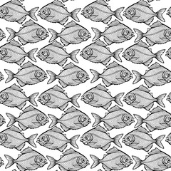pattern of symmetrical black and white fishes.