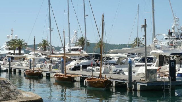 View of yachts moored in Porto Montenegro