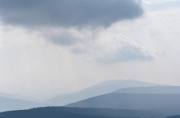Panoramic View of Mountains in Mist