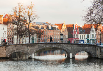 The view of Bruges from the river.