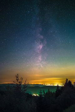 The Milky Way as seen from the Black Forest High Road near the lake Mummelsee at Seebach in Germany.