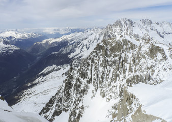 View from Aiguille du Midi mountain,  elevation 3.842m - Mont Blanc massif, Chamonix, French Alps, France, Europe.Vista - Chamonix Monte Bianco Francia