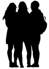 Beautiful girls in fashionable clothes on a white background