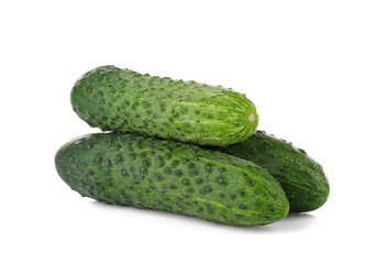 Fresh cucumbers on white background